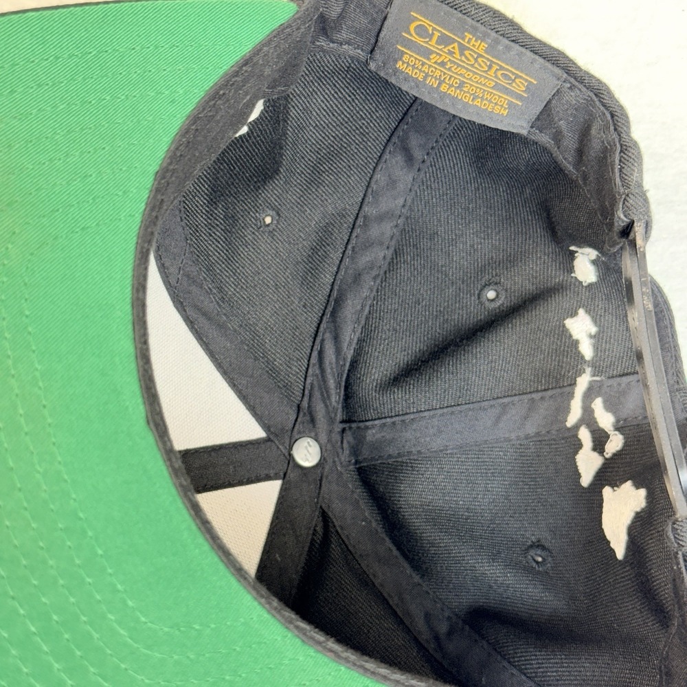 Aloha Hawaii Snapback Hat Black White Embroidered Green Underbrim Yupoong - Picture 7 of 9
